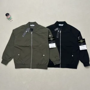 High Quality AAA Stone Island Jacket Red Polyester Exquisite Workmanship Street Style Autumn