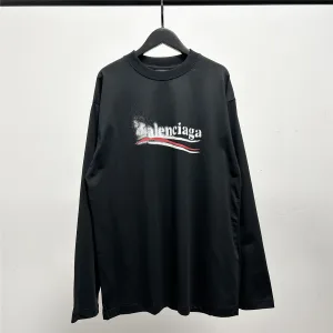 Luxury Balenciaga Long-Sleeved T-Shirt Red Cotton Pure Neckline Stitching