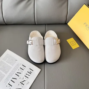 Designer Fendi Slippers Ash Fleece Suede Cowhide Knitted Fabric Spring Early