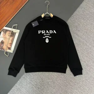 High Quality Luxury Prada Long-Sleeved Sweatshirt Cotton Pure Winter