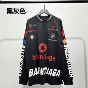 Reps Balenciaga Long-Sleeved Shirts Red Cotton Pure Neckline Stitching