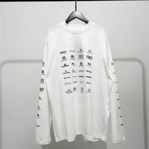 Super Clone Balenciaga Long-Sleeved Red Cotton Pure Neckline Stitching
