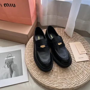 High Quality Miu Casual Shoes Ash Cowhide Street Style Spring Early