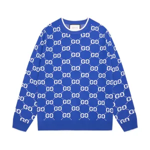 High Quality Gucci Hoodies Blue Cotton Jacquard