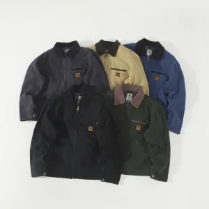 Designer Carhart Jacket Red Pu Leather Corduroy