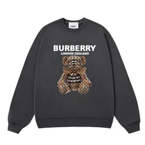 Super Clone Burberry Hoodies Black Cotton Xinjiang Ribbed Fabric Spring Autumn