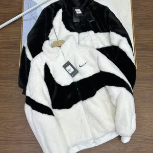 High Quality Nike Coat Black Cotton Rabbit Fur Winter