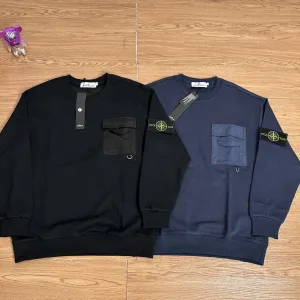 Designer High Quality Stone Island Sweatshirt Blue Cotton Pure Exquisite Workmanship Street Style