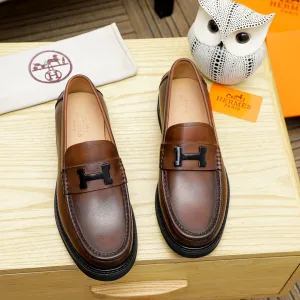 Luxury Hermès Cowhide Leather Shoes