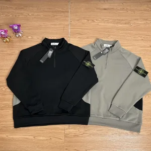 Luxury High Quality Stone Island Hoodie Ash Cotton Pure Fleece Exquisite Workmanship Street Style Patch
