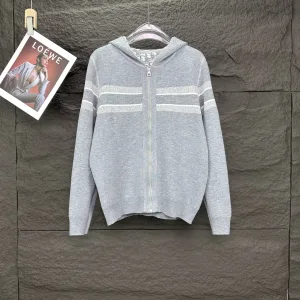 High Quality Dior Outerwear Blue Cotton Wool Cashmere Velvet Jacquard High-Quality Materials