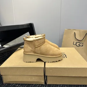 Super Clone Luxury Ugg Snow Boots Red Wool Top-Grain Cowhide Rubber Foamed