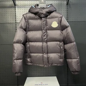 AAA Moncler Outerwear Red Duck Down Nylon Fabric Sophistication Winter Zippered Pocket