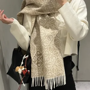 Luxury Designer Loewe Scarf Red Cashmere