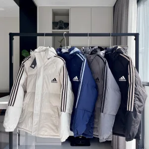 Designer Adidas Cotton-Padded Coat Blue Cotton Down Microfiber Fleece Exquisite Workmanship Suitable For All Body Types Winter