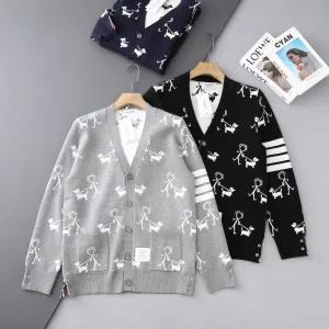Super Clone Designer Thom Browne Cardigan Red Wool Modal Jacquard
