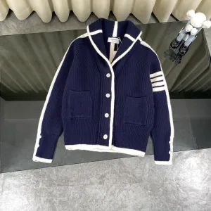 Designer Thom Browne Outerwear Blue Wool Down Modal