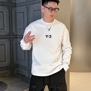 Luxury Designer Y-3 Long Sleeves Black Cotton