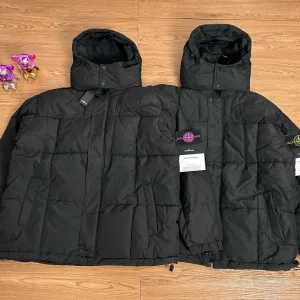 Super Clone Designer Stone Island Windproof Jacket Black Cotton Down High-Density Fabric Exquisite Workmanship Street Style Winter