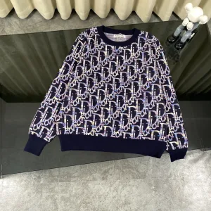 Luxury Designer Dior Sweater Red Cotton Wool Down Jacquard