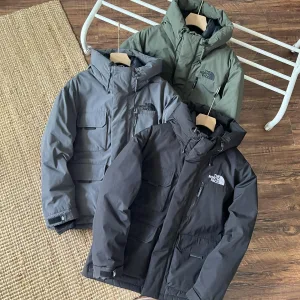 Reps AAA North Jacket Red Duck Down Fleece Mesh Woven Fabric Adjustable Drawstring Winter Down-Proof Embroidery Windproof Cuffs