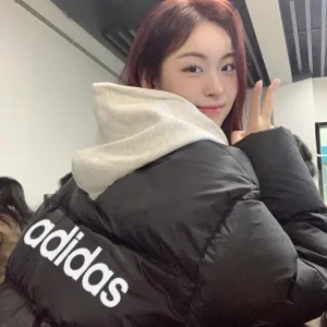 Luxury Adidas Cotton-Padded Coat Black Cotton Down Winter