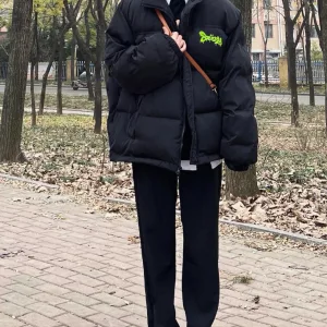 Super Clone High Quality Stussy Cotton-Padded Coat Black Cotton Down Winter