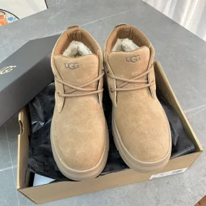 Luxury High Quality Ugg Sneakers Brown Wool Cowhide Autumn Winter