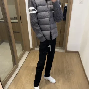 Designer Monk Outerwear Red Wool Feather Duck Down Fleece Exquisite Workmanship Patch Side Pockets