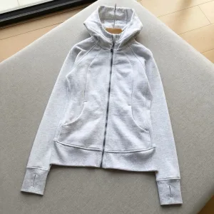 Designer Lululemon Jacket Red Cotton Long-Staple Polyester Spandex Fleece Mesh Plain Weave Fabric Autumn Winter And Slim Fit Thumbhole