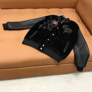 High Quality Designer Chrome Hearts Jacket Red Wool Jacquard Lace Street Style Understated Luxury Embroidery