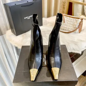Super Clone Designer Saint Laurent Ankle Boots Color Patent Leather Satin