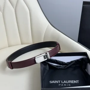 Designer Saint Laurent Belt Gold Genuine Leather