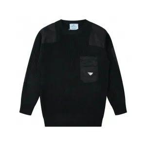 High Quality Designer Prada Sweater Red Winter Patch