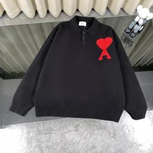 Luxury Reps Ami Sweater Ash Cotton Wool Blend Polyester Jacquard