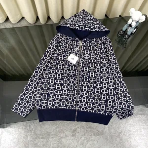 Designer AAA Hermes Coat Ash Wool Cashmere Jacquard Lace