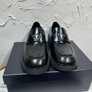 Luxury Super Clone Prada Loafers Cowhide Rubber Outsole Spring Summer