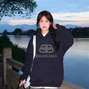 High Quality Balenciaga Hoodies Blue Cotton Pure Fleece