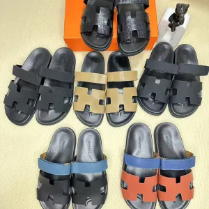 High Quality Hermès Leather Slippers