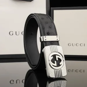 Designer Gucci Belt Red Feather Top-Grain Cowhide