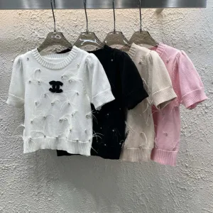 Luxury Designer Chanel Stone Short-Sleeved Shirt
