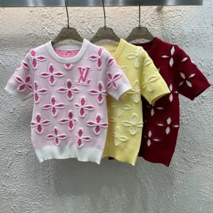 High Quality Luxury Louis Vuitton Jacquard Short Sleeves