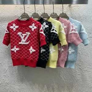 Designer Louis Vuitton Jacquard Short-Sleeved Shirt