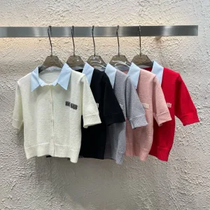 Designer Miu Miu Jacquard Short Sleeves