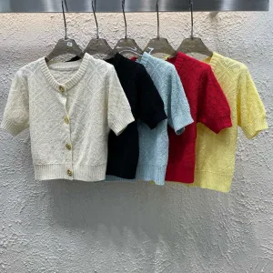 Aaa Luxury Louis Vuitton Gold Short Sleeves