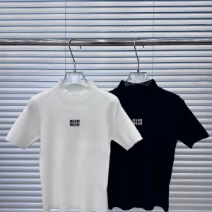 Designer High Quality Miu Miu Jacquard Short Sleeves