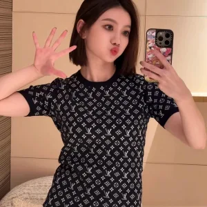 Luxury High Quality Louis Vuitton Jacquard Short Sleeves