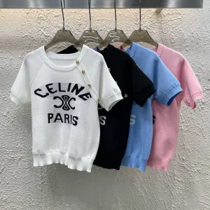 Luxury Aaa Celine Gold Short Sleeves
