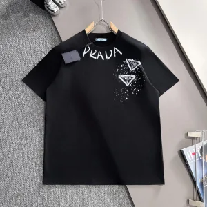 Luxury Aaa Prada Cotton Short-Sleeved T-Shirt For Early Spring