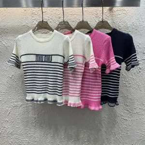 Luxury Miu Miu Jacquard Short Sleeves